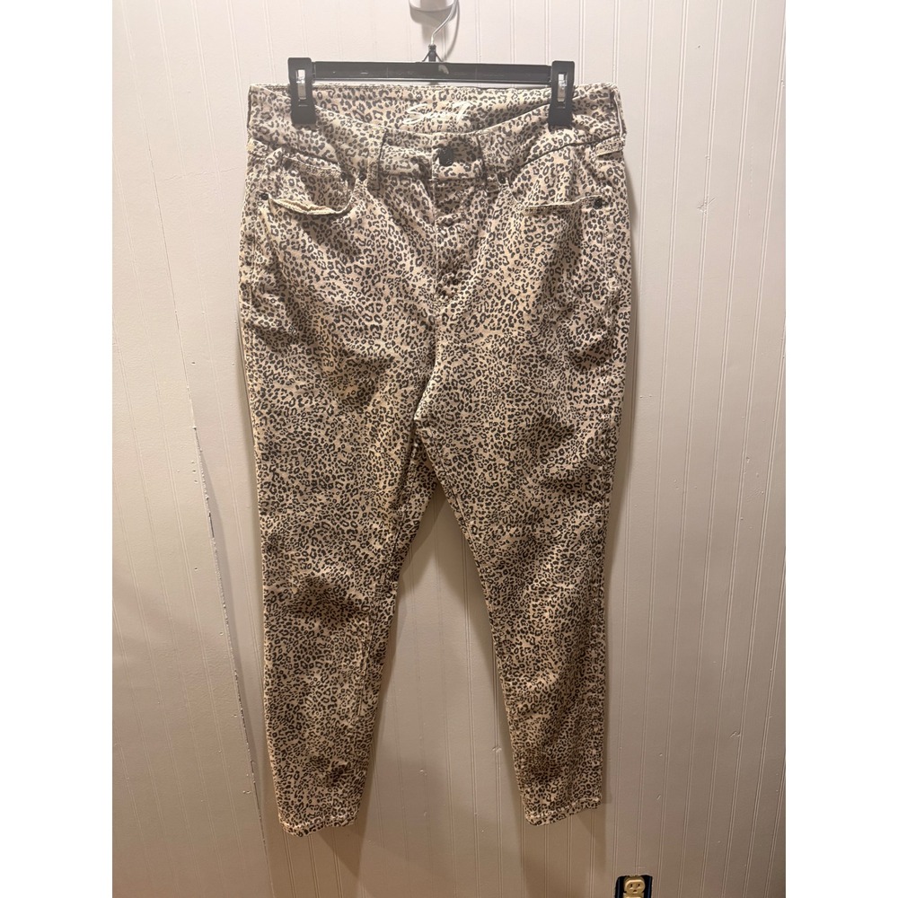 Seven7 Women Leopard Print Skinny Jeans Tan Black Cheetah Animal Print Size 12
